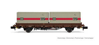 021-HN6566 - N - DB, 2-achs. Flachwagen Kls, beladen mit 2 x 20 Container „DB, Ep. IV